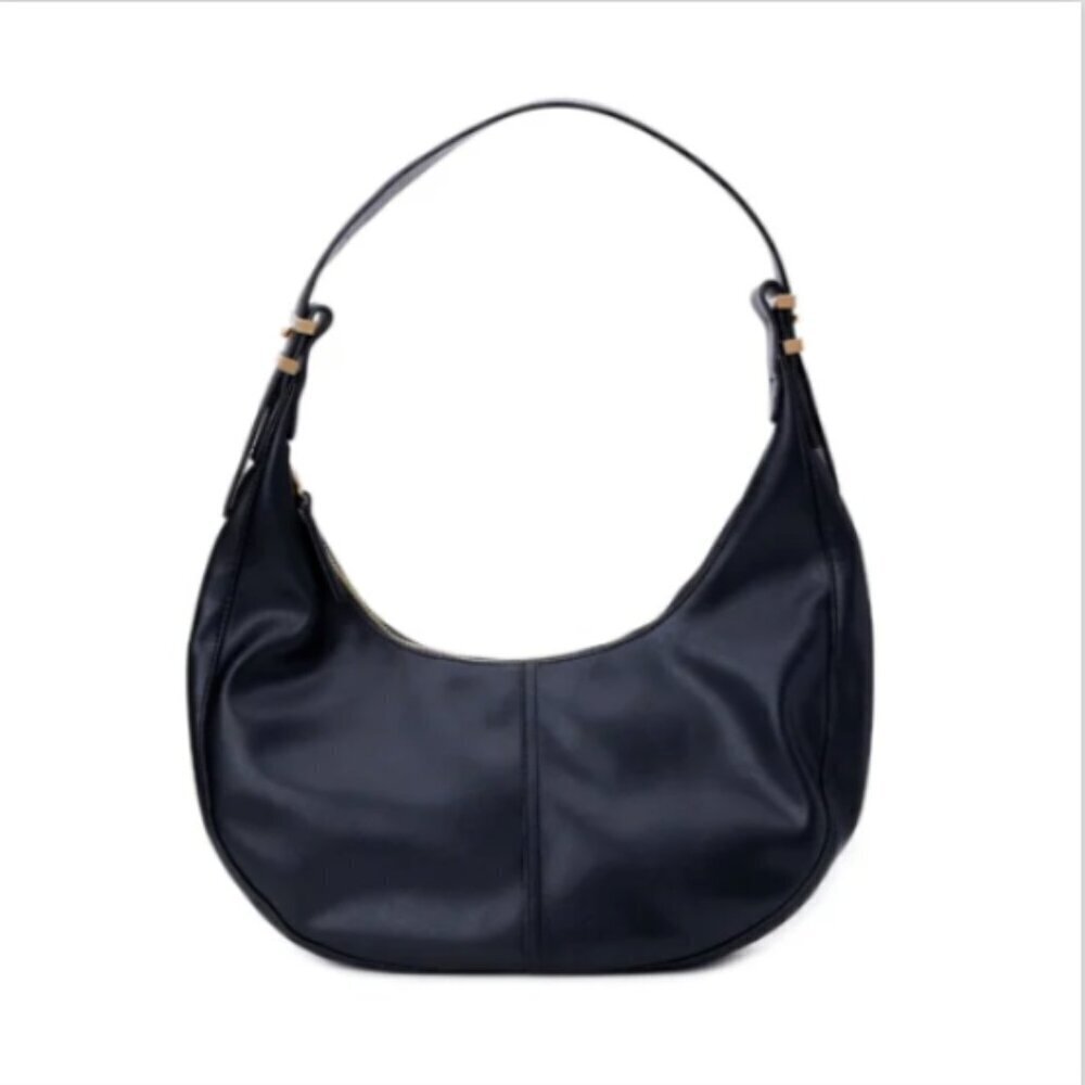 Time and Tru‎ Farah Hobo Shoulder Strap Handbag Black With Metal Accents #37R